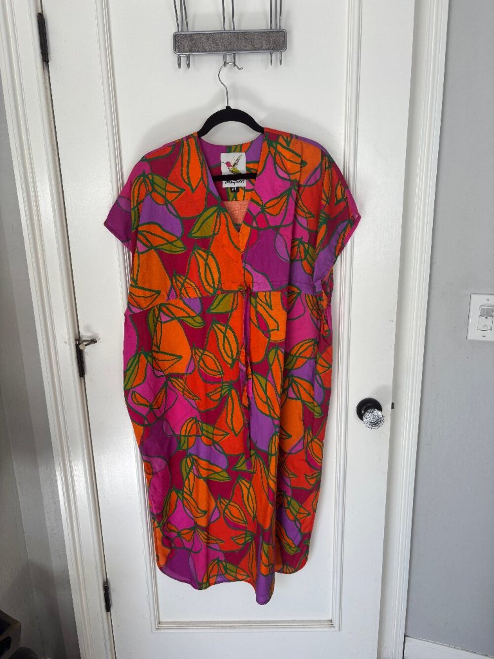Lesley Evers Caftan Maxi Dress in Pink Pears (M/L)